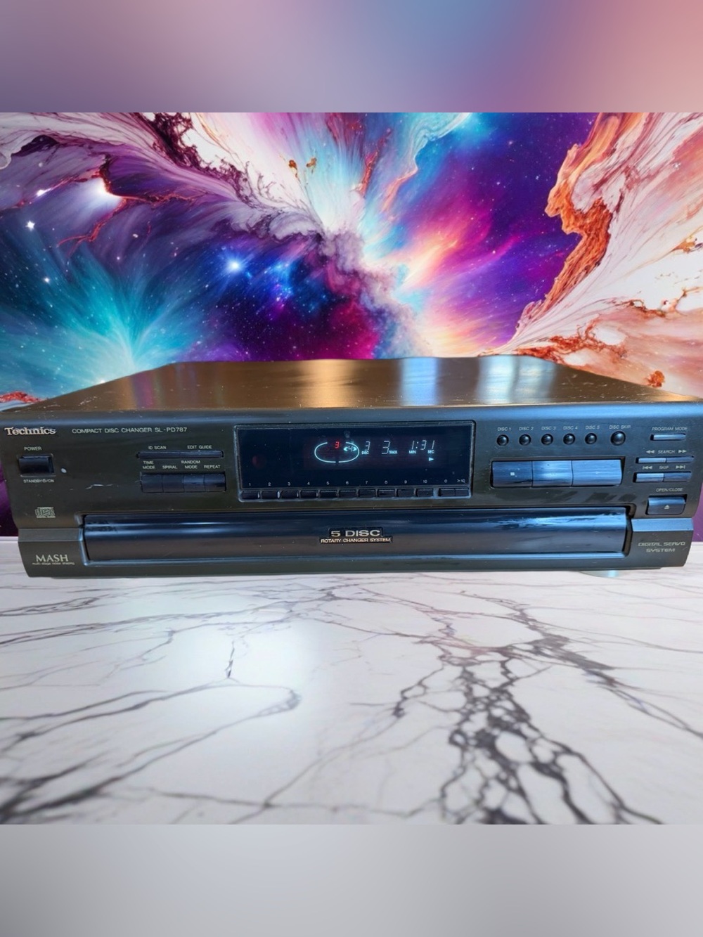 TECHNICS 5-DISC COMPACT DISC CHANGER PLAYER MODEL SL-PD787 TESTED CLEANED WORKS!